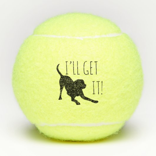 "Ich kriege es!" Tennisbälle für Hunde (Vorderseite)