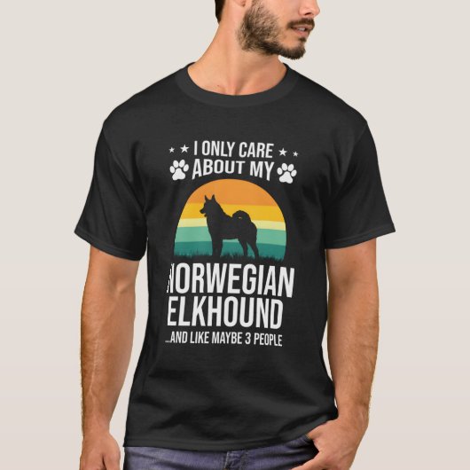 Ich kümmere mich nur um meinen norwegischen Elkhou T-Shirt (Vorderseite)