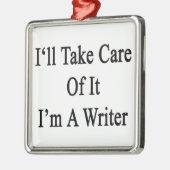 Ich kümmere mich um ihm, das ich ein Verfasser bin Silbernes Ornament (Links)