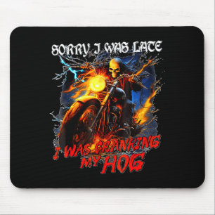Ich kurbelte mein Hog lustiges Skelett Biker  Mousepad