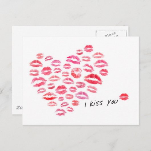 Ich küss dir Herz Postkarte (Vorne/Hinten)
