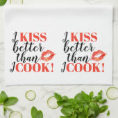 Ich küsse besser, als ich | Lippen koche Geschirrtuch (Gefaltet)