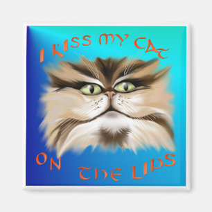 Ich küsse meine Katze auf dem Lippenmagneten Magnet