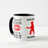 Ich küsste einen Feuerwehrmann und ich mochte es F Tasse (Vorderseite Links)