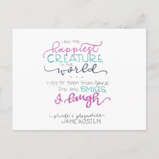 Ich lache - Stolz und Vorurteile Postkarte (Vorderseite)