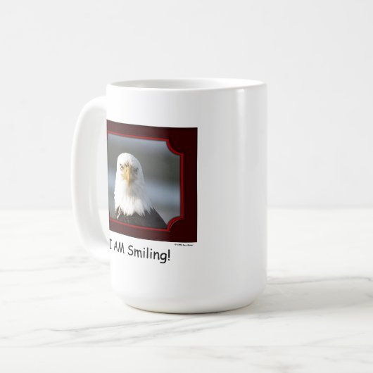 "ICH lächele!" Weißkopfseeadler Kaffeetasse (Vorderseite Links)