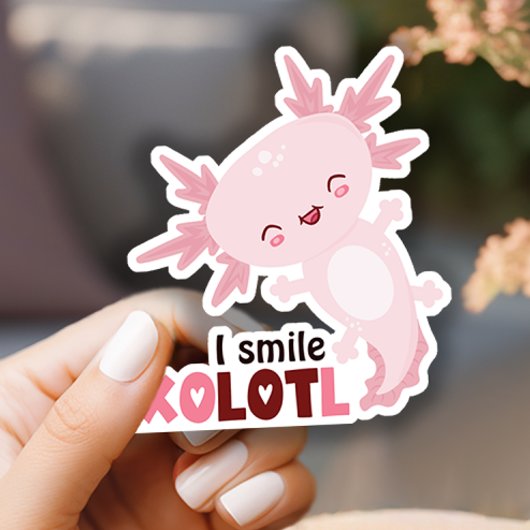 Ich lächle eine Menge Kawaii Axolotl Aufkleber