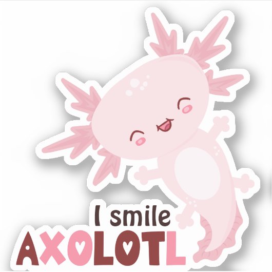 Ich lächle eine Menge Kawaii Axolotl Aufkleber (Vorderseite)