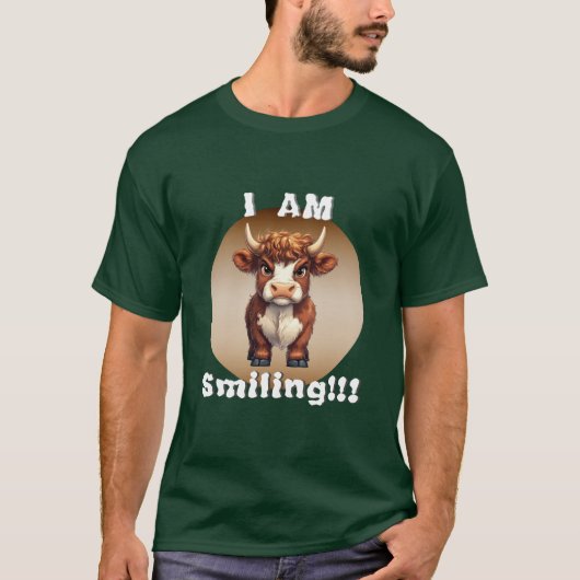 Ich lächle Highland Cow T-Shirt (Vorderseite)