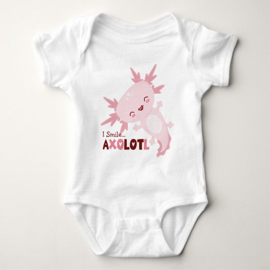 Ich lächle viel Personalisiert Kawaii Axolotl Baby Strampler (Vorderseite)