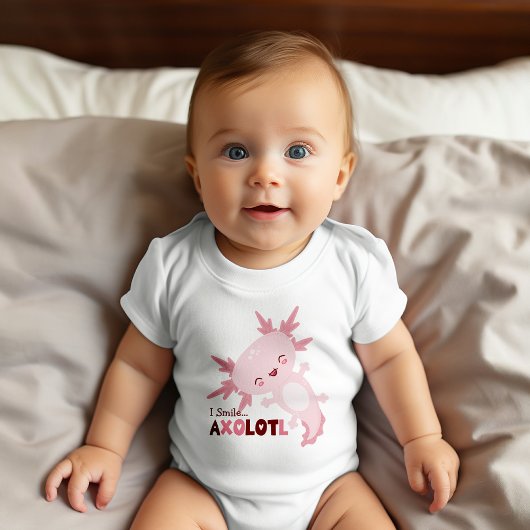 Ich lächle viel Personalisiert Kawaii Axolotl Baby Strampler