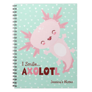 Ich lächle viel Personalisiert Kawaii Axolotl Notizblock