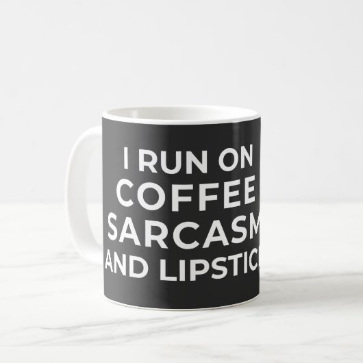 ICH LAGE AUF KAFFEESSARKASM UND LIPSTICK - SARKAST KAFFEETASSE (Vorderseite Links)