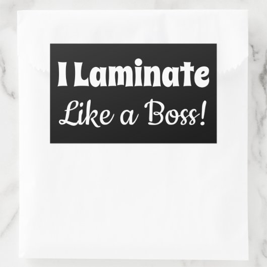 Ich laminiere wie ein schwarzes Aufkleber (Tasche)