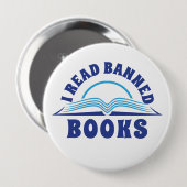 Ich las das verbotene Buch Blue Text Design Button (Vorne & Hinten)