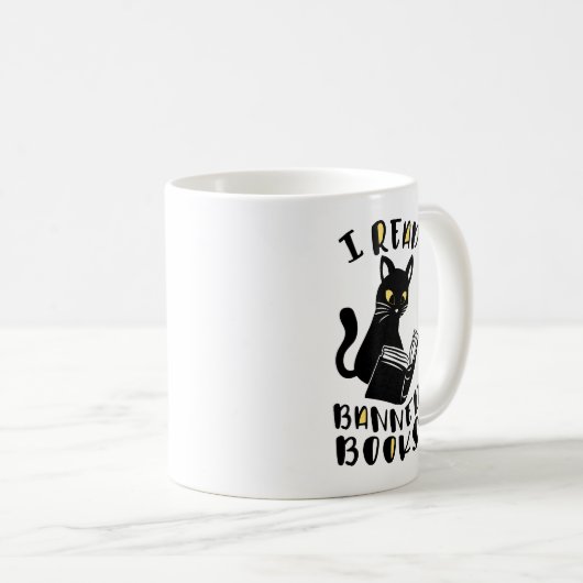 Ich las verbotene Bücher Katze Kaffeetasse (VorderseiteRechts)