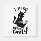 Ich las verbotene Bücher Katze Magnet (Vorne)