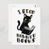 Ich las verbotene Bücher Katze Postkarte (Vorne/Hinten)
