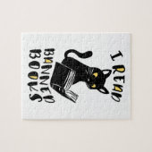 Ich las verbotene Bücher Katze Puzzle (Horizontal)