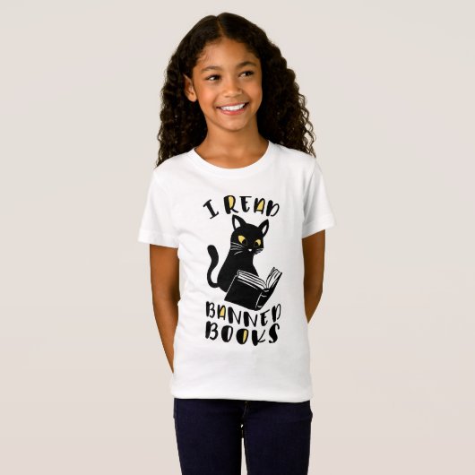 Ich las verbotene Bücher Katze T-Shirt (Vorne ganz)