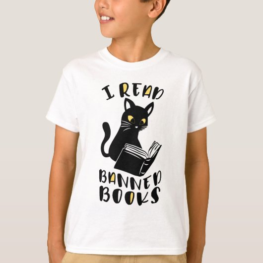 Ich las verbotene Bücher Katze T-Shirt (Vorderseite)