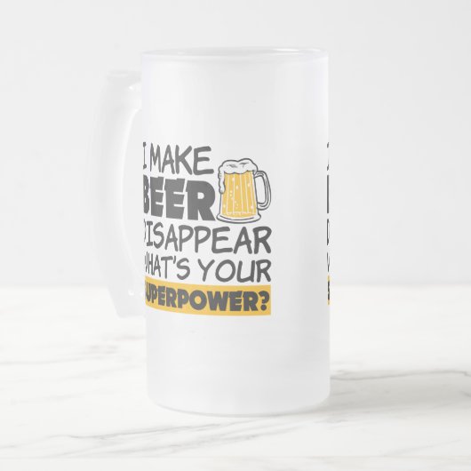 Ich lasse Bier verschwinden lustig Mattglas Bierglas (Vorderseite Links)