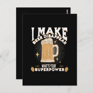 Ich lasse Bier verschwinden, was deine Supermacht Postkarte