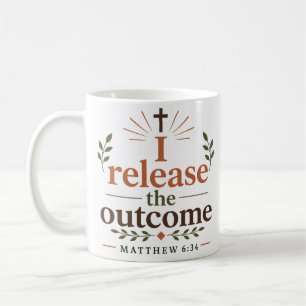 Ich lasse das Ergebnis los. Moderner christlicher Kaffeetasse