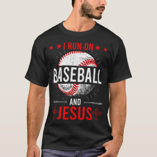 Ich laufe auf Baseball und Jesus Baseball Lover Ba T-Shirt