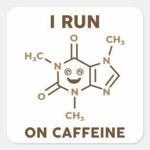 Ich laufe auf Coffein-Molekül Quadratischer Aufkleber