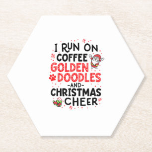Ich laufe auf den goldenen Doodles und Weihnachtsj Untersetzer
