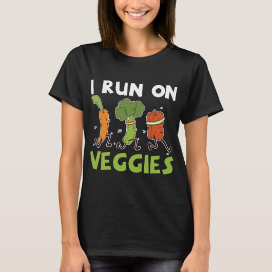 Ich laufe auf Gemüse Obst und Gemüse Gemüse Gemüse T-Shirt (Vorderseite)