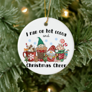 Ich laufe auf heißem Kakao und Weihnachtsjubeln Keramik Ornament