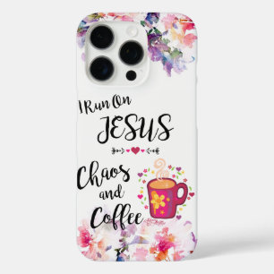 Ich laufe auf Jesus, Chaos und Kaffee iPhone 16 Pro Hülle