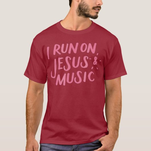 Ich laufe auf Jesus und Music T-Shirt Funny Christ (Vorderseite)