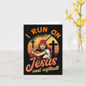 Ich laufe auf Jesus und Softball Christlichen Spie Karte (Gelbe Blume)