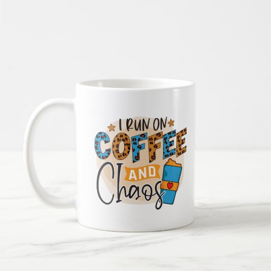 Ich laufe auf Kaffee und Chaos Kaffeetasse (Links)