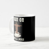Ich laufe auf Kaffee und Jesus Kaffeetasse (Vorderseite Links)