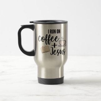 Ich laufe auf Kaffee und Jesus-Reise-Tasse Reisebecher