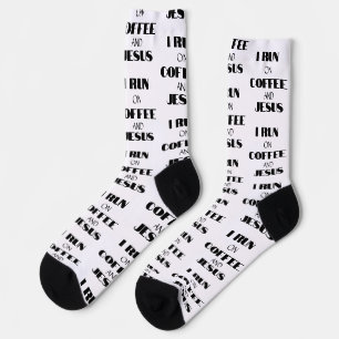 Ich laufe auf Kaffee und Jesus Socken