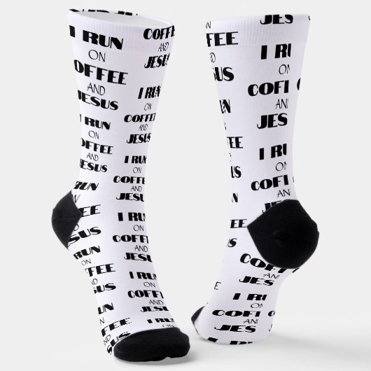 Ich laufe auf Kaffee und Jesus Socken (Gewinkelt)