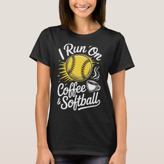 Ich laufe auf Kaffee und Softll Funny T-Shirt (Vorderseite)