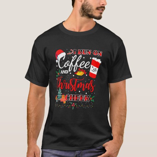 Ich laufe auf Kaffee und Weihnachts-Chef Funny Wei T-Shirt (Vorderseite)