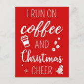 Ich laufe auf Kaffee und Weihnachts-Chef Postkarte (Vorderseite)