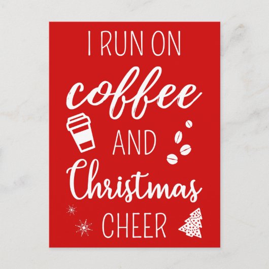 Ich laufe auf Kaffee und Weihnachts-Chef Postkarte (Vorderseite)