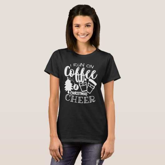 Ich laufe auf Kaffee und Weihnachts-Chef White Scr T-Shirt (Vorne ganz)