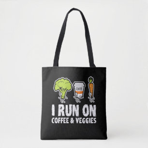 Ich laufe auf Kaffee Veggies Vegetarier Vegan Runn Tasche