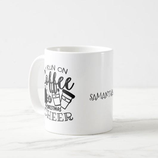 Ich laufe auf Kaffee Weihnachten Chef Black Script Kaffeetasse (Vorderseite Links)