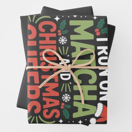 Ich laufe auf Matcha und Weihnachten heiße grünes Geschenkpapier Set (Beispiel)