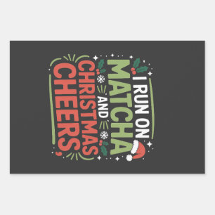 Ich laufe auf Matcha und Weihnachten heiße grünes  Geschenkpapier Set